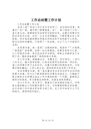 工作总结暨工作计划 