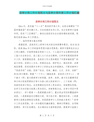 县审计局工作计划范文与县审计局年度工作计划汇编