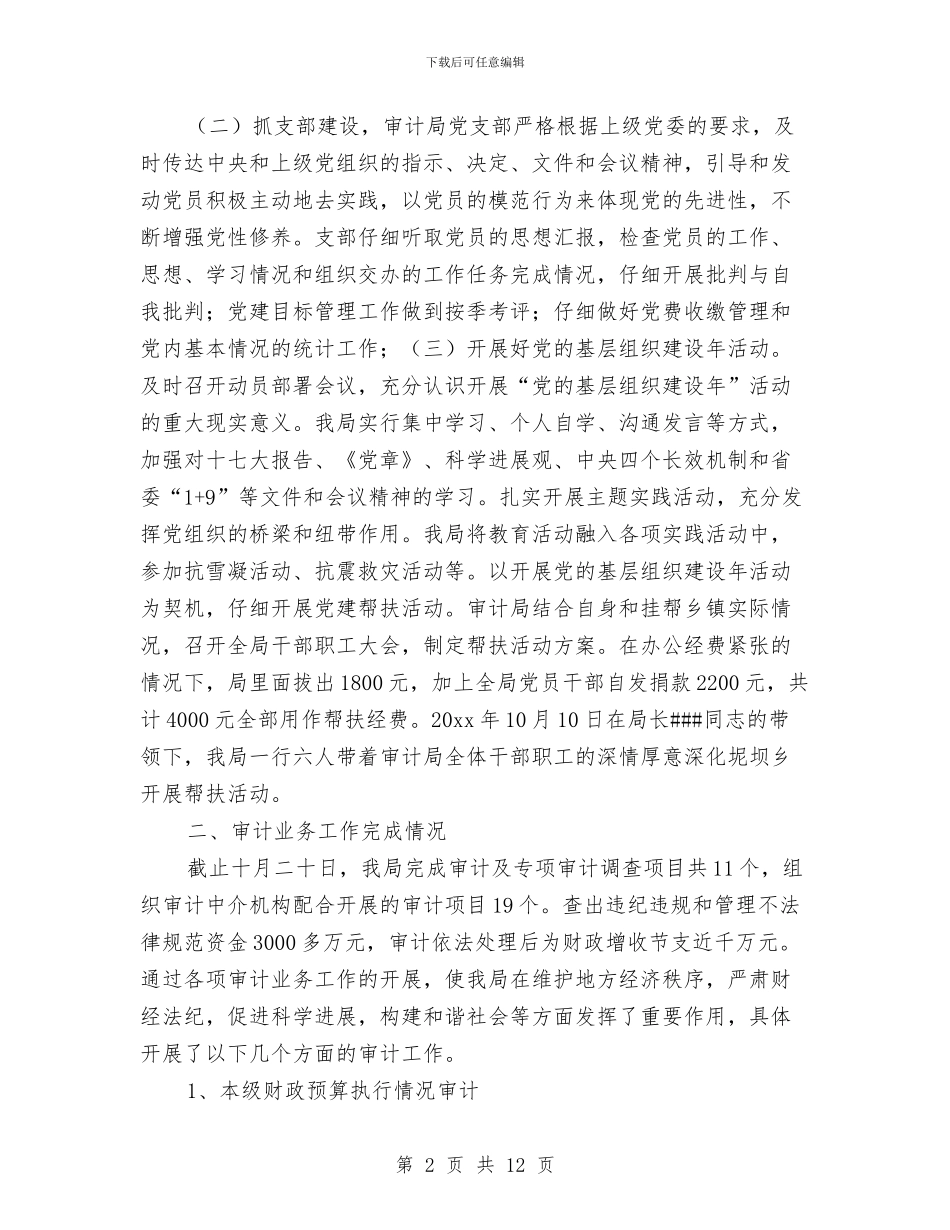 县审计局年终工作总结与县审计局项目上半年工作总结汇编_第2页