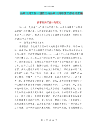 县审计局工作计划范文与县审计局年度工作总结汇编