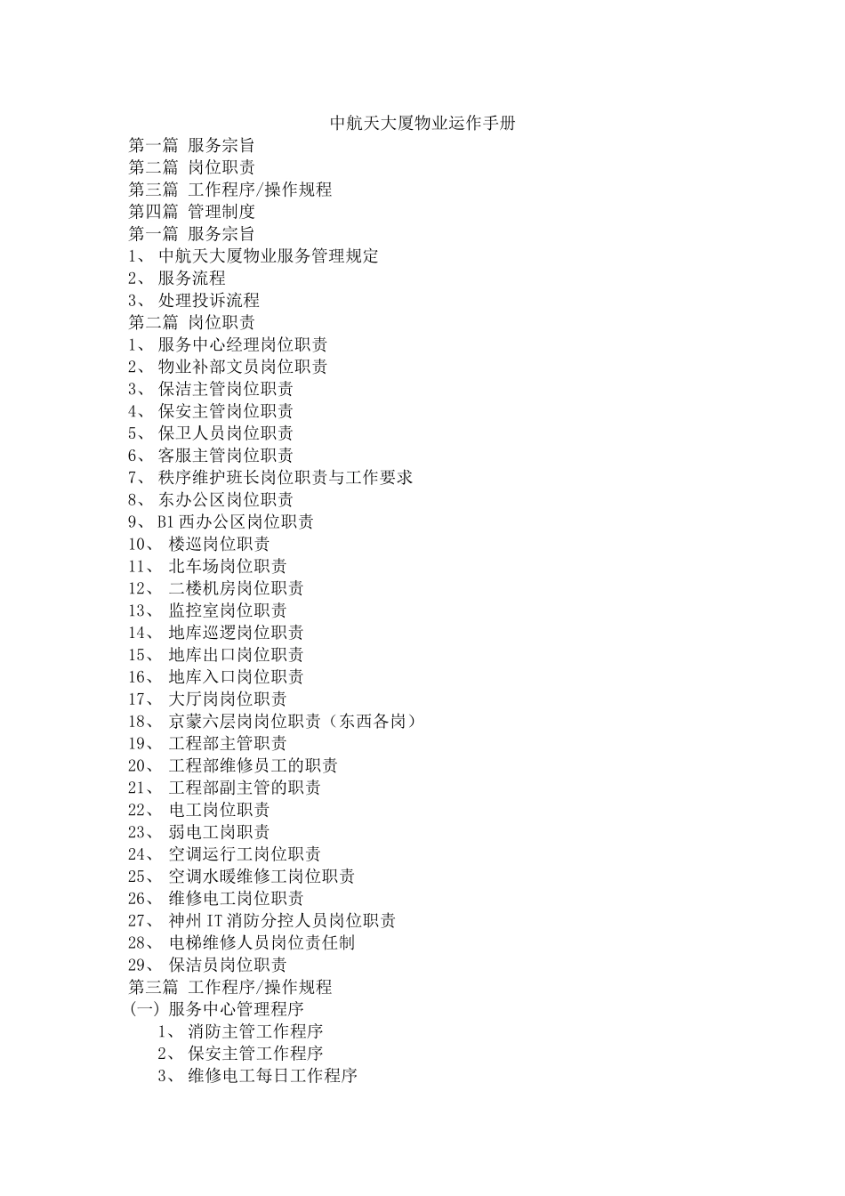 中航天大厦物业运作手册_第1页