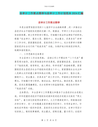 县审计工作要点推荐与县审计工作计划范本2024汇编