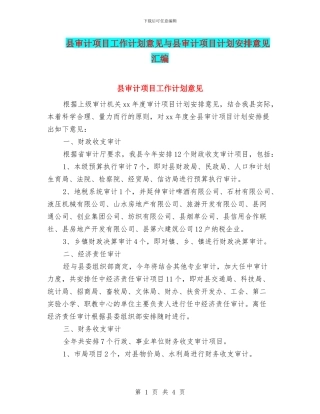 县审计项目工作计划意见与县审计项目计划安排意见汇编