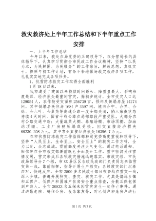 救灾救济处上半年工作总结和下半年重点工作安排 