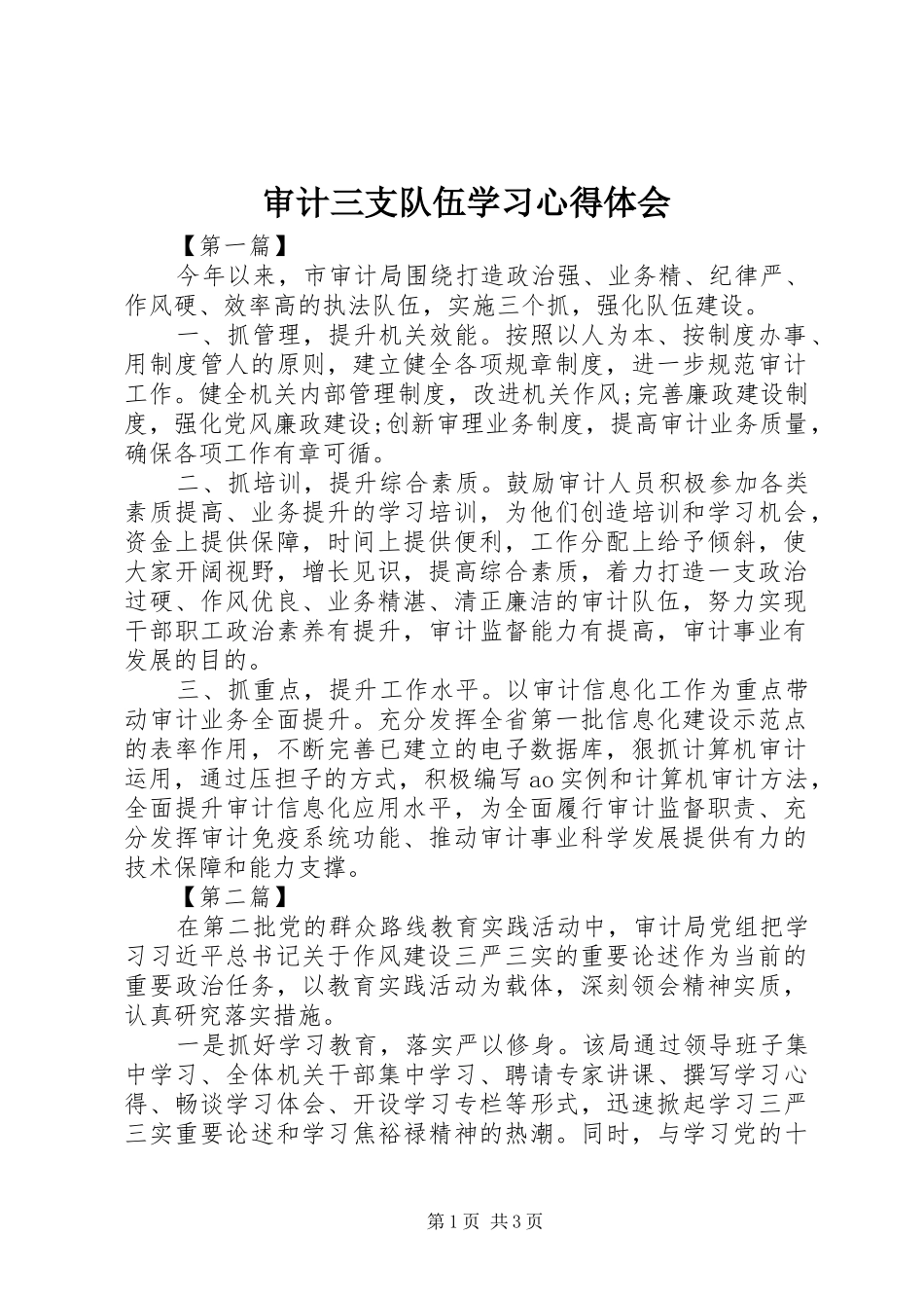 审计三支队伍学习心得体会_第1页