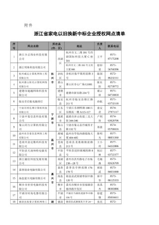 浙江省家电以旧换新中标企业授权网点清单