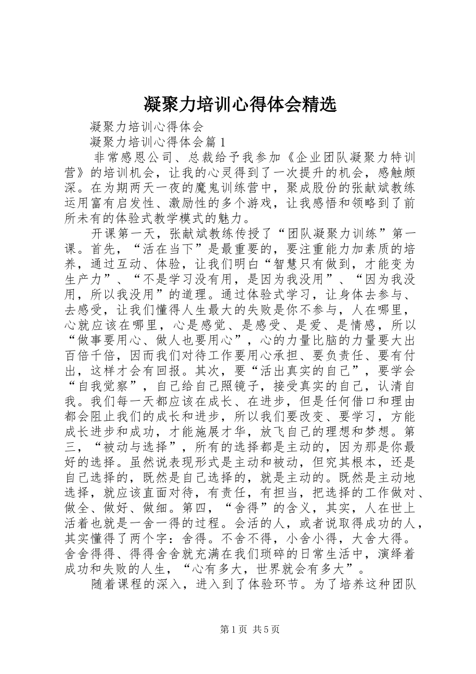 凝聚力培训心得体会精选_第1页