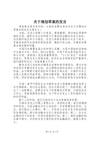 关于规划草案的发言 