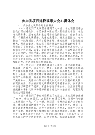 参加省项目建设观摩大会心得体会