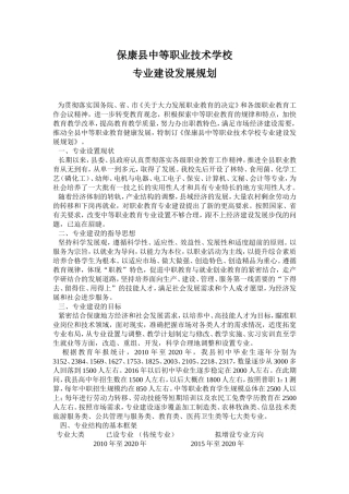 保康中职校专业建设规划