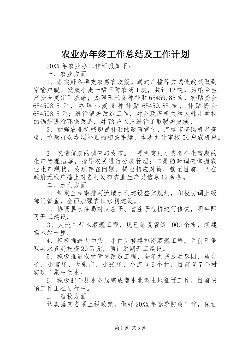 农业办年终工作总结及工作计划 _第1页