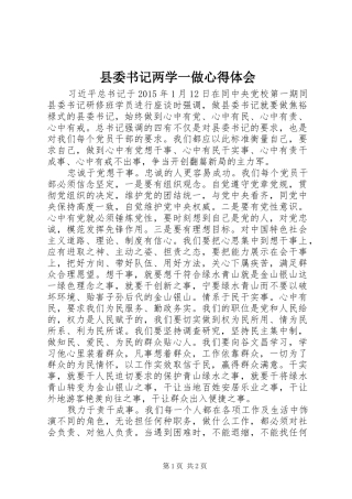 县委书记两学一做心得体会