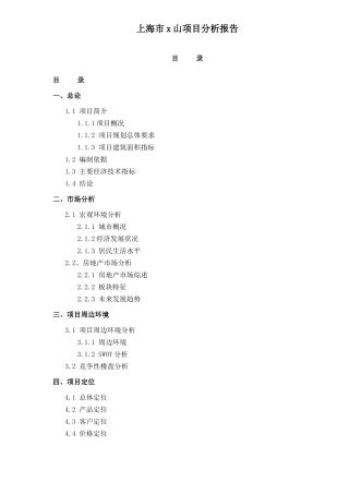 上海市某房地产项目分析报告
