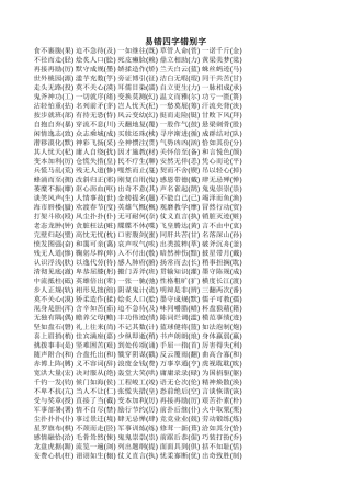 小学语文易错四字错别字