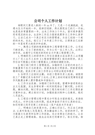 公司个人工作计划 