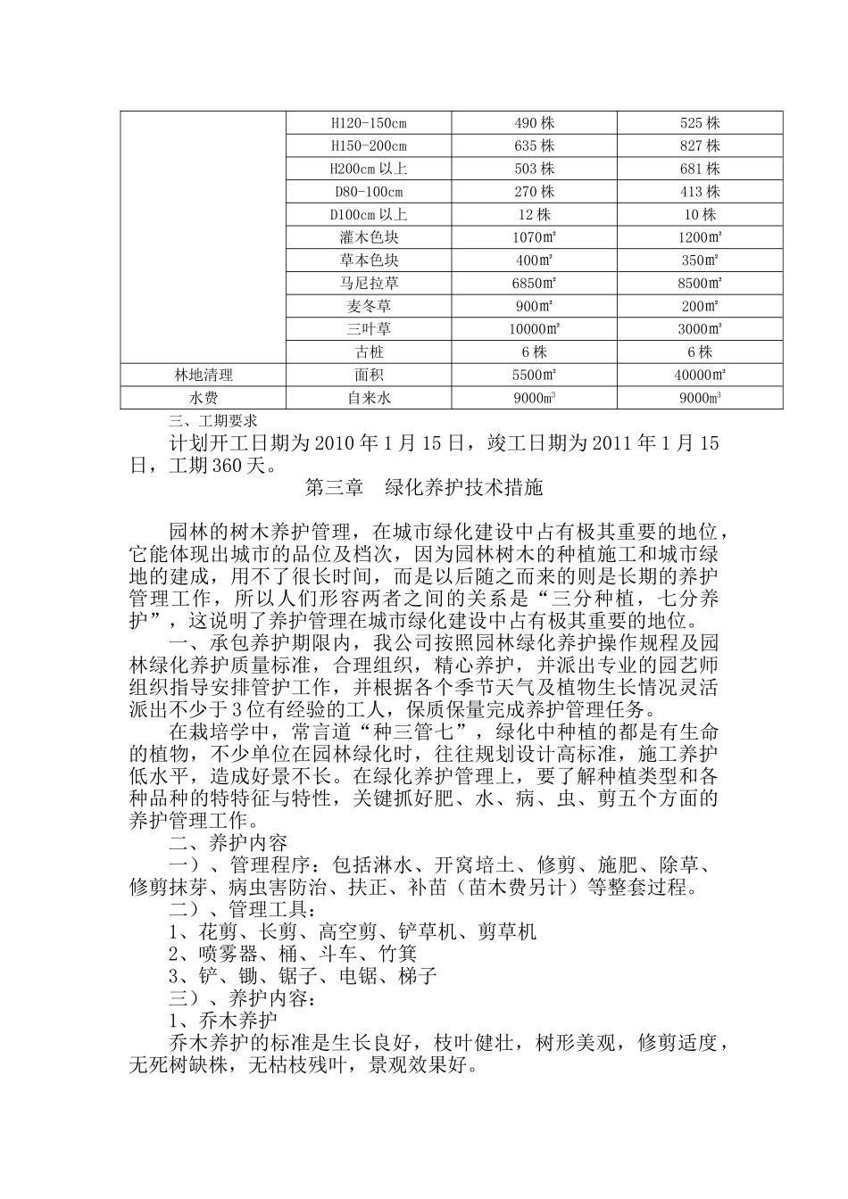 秭归县凤凰山景区XXXX年绿化养护工程施工组织设计(DOC33页)_第3页