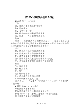 医生心得体会[共五篇]