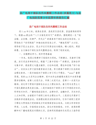 县广电局干部队伍作风整顿工作总结与县广电局防范青少年犯罪年终报告汇编