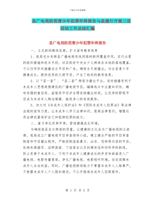 县广电局防范青少年犯罪年终报告与县建行开展三送活动工作总结汇编