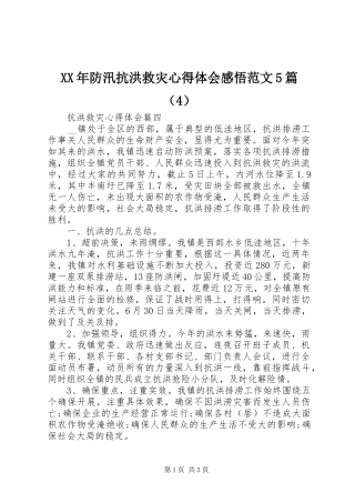 XX年防汛抗洪救灾心得体会感悟范文5篇（4）