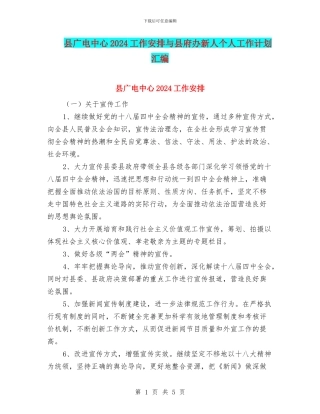 县广电中心2024工作安排与县府办新人个人工作计划汇编