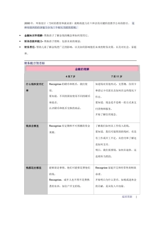 英国4-7 7-11岁儿童金融理财教育目标