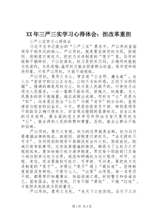 XX年三严三实学习心得体会：担改革重担