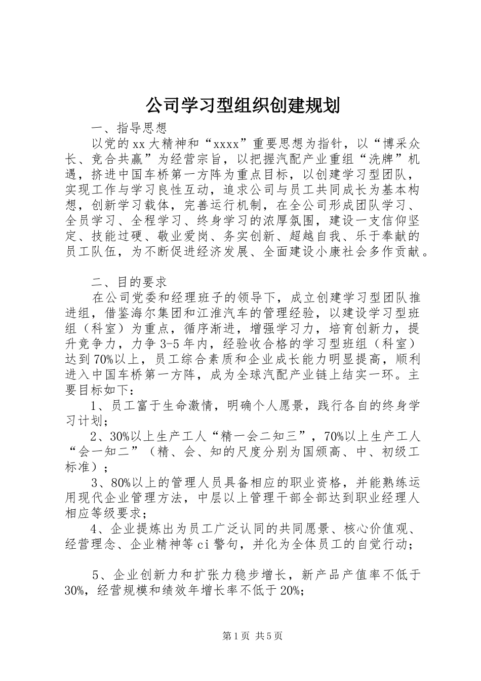 公司学习型组织创建规划 _第1页