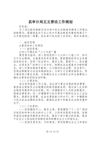 县审计局五五普法工作规划 