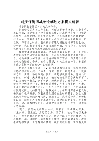 对步行街旧城改造规划方案提点建议 