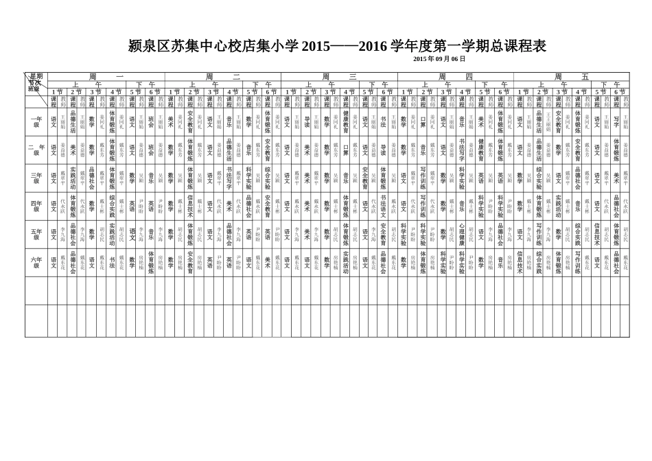 店集小学2015春季课程总表_第1页