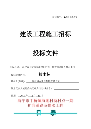 海宁市丁桥镇海潮村新村点一期扩容道路及排水工程