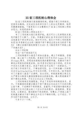 XX省三项机制心得体会