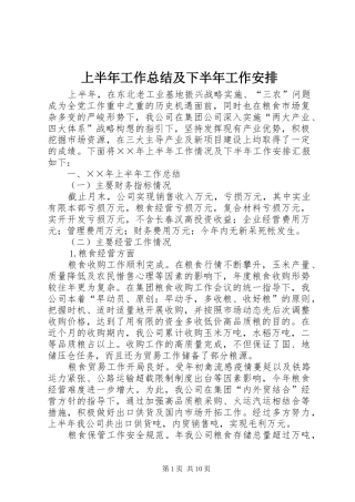 上半年工作总结及下半年工作安排 