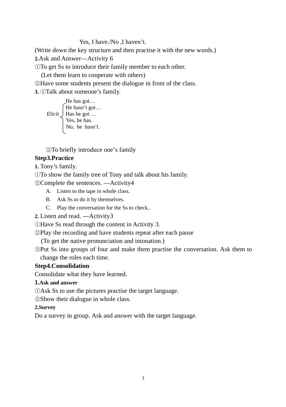 外研版七年级上Module4MyfamilyUnit1教案_第3页