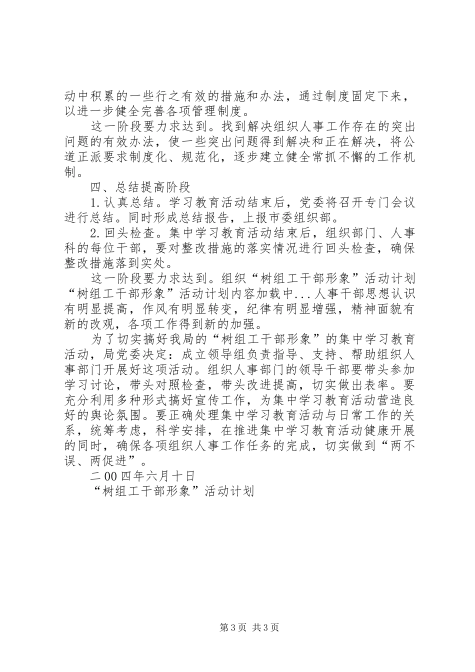“树组工干部形象”活动计划 _第3页
