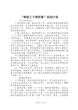 “树组工干部形象”活动计划 