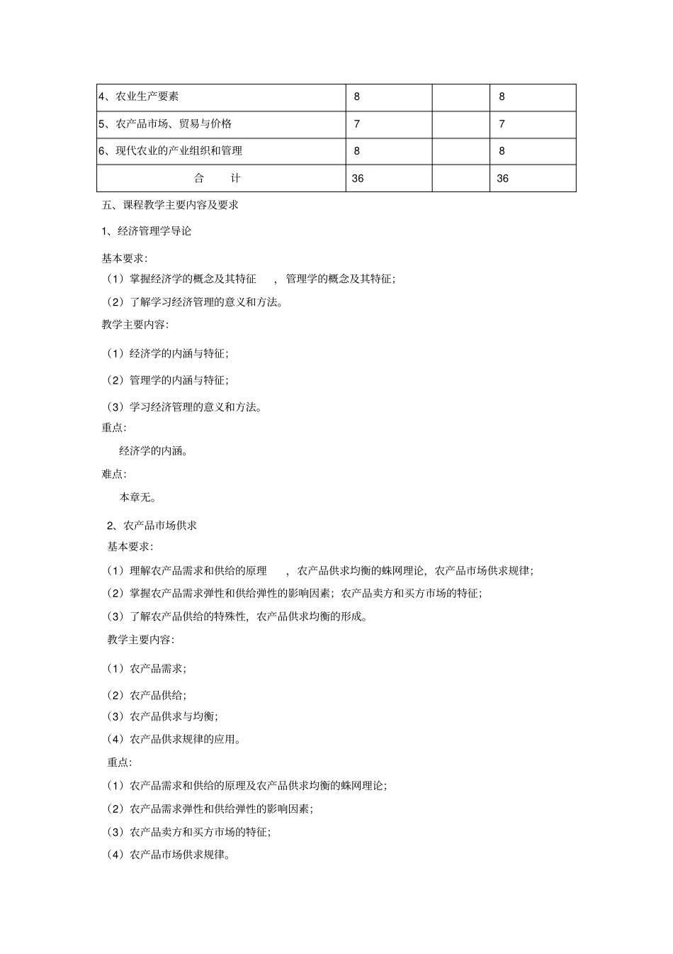 农业经济管理教学大纲_第2页