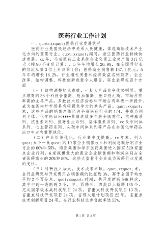 医药行业工作计划 