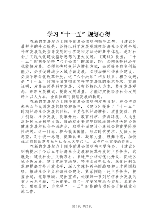 学习“十一五”规划心得 
