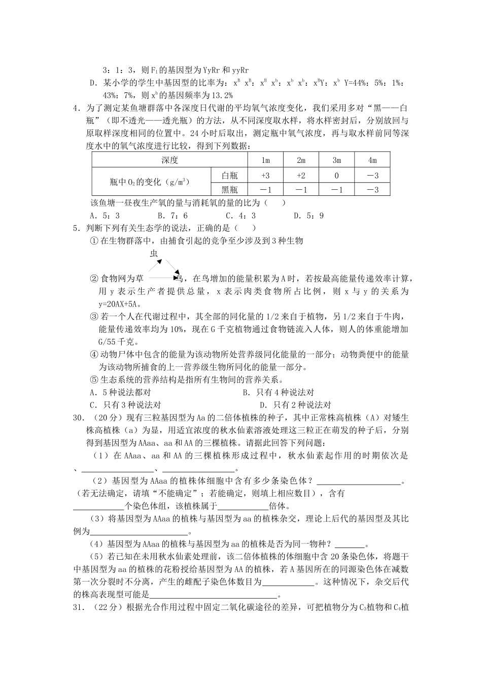 理科综合生物模拟试题（一）_第2页