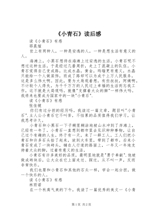 《小青石》读后感