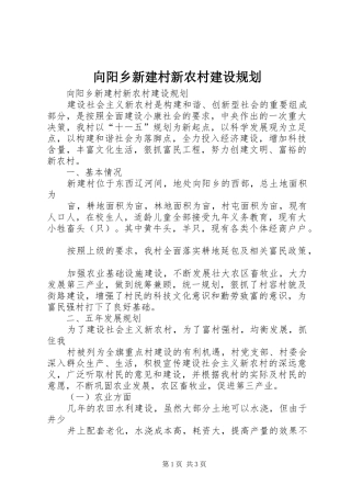 向阳乡新建村新农村建设规划 
