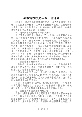 县城管执法局年终工作计划 