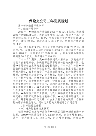 保险支公司三年发展规划 