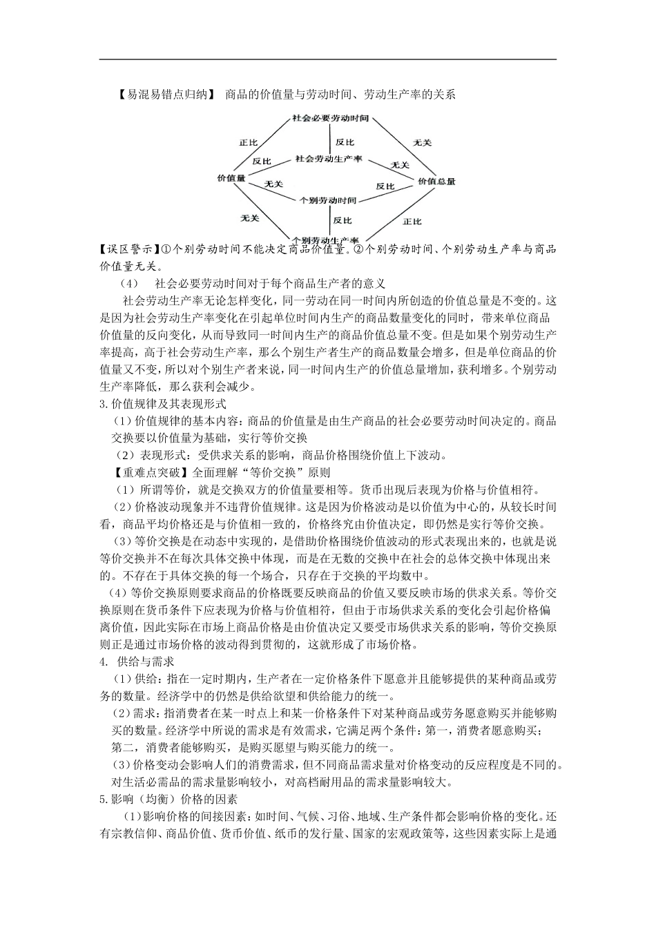 2012豫南九校高三政治新课标第一轮复习讲义_第一单元_生活与消费第二课___多变的价格_第2页