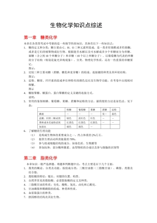 生物化学知识点综述