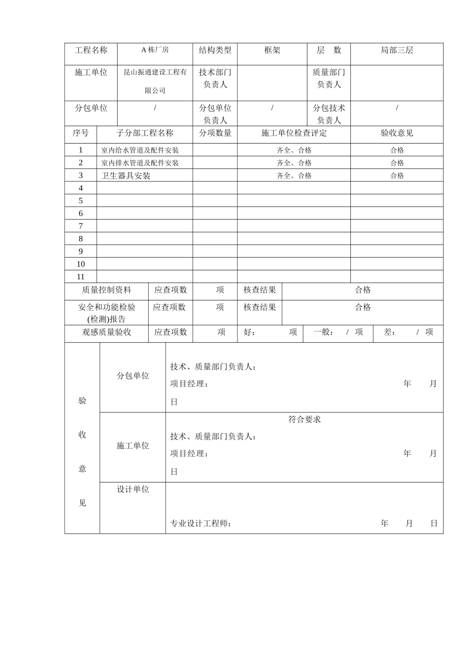 江苏省建筑工程验收资料(SN)给排水(范例)_第3页