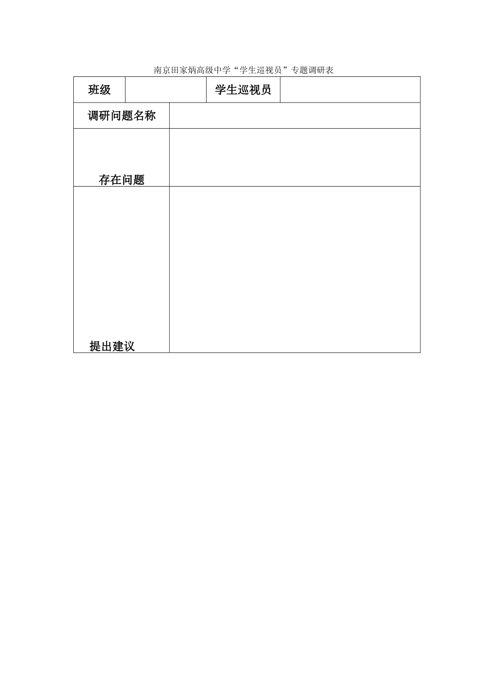 “学生巡视员”专题调研表_第1页