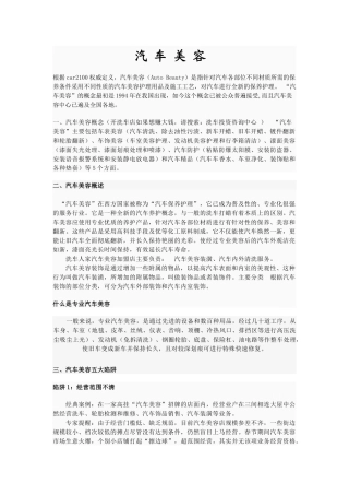 专业汽车美容概述